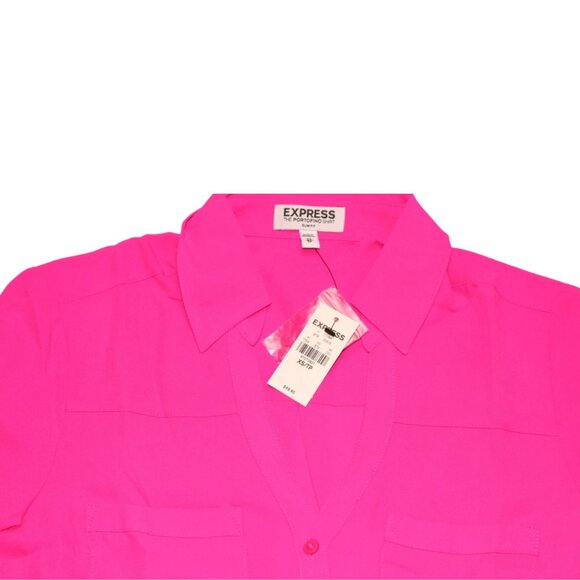 Express Women's Long Sleeve Button-up Pink Shirt NWT Size XS - Picture 2 of 4